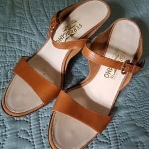 Brown Salvatore Ferragamo vintage heels size 91/2.